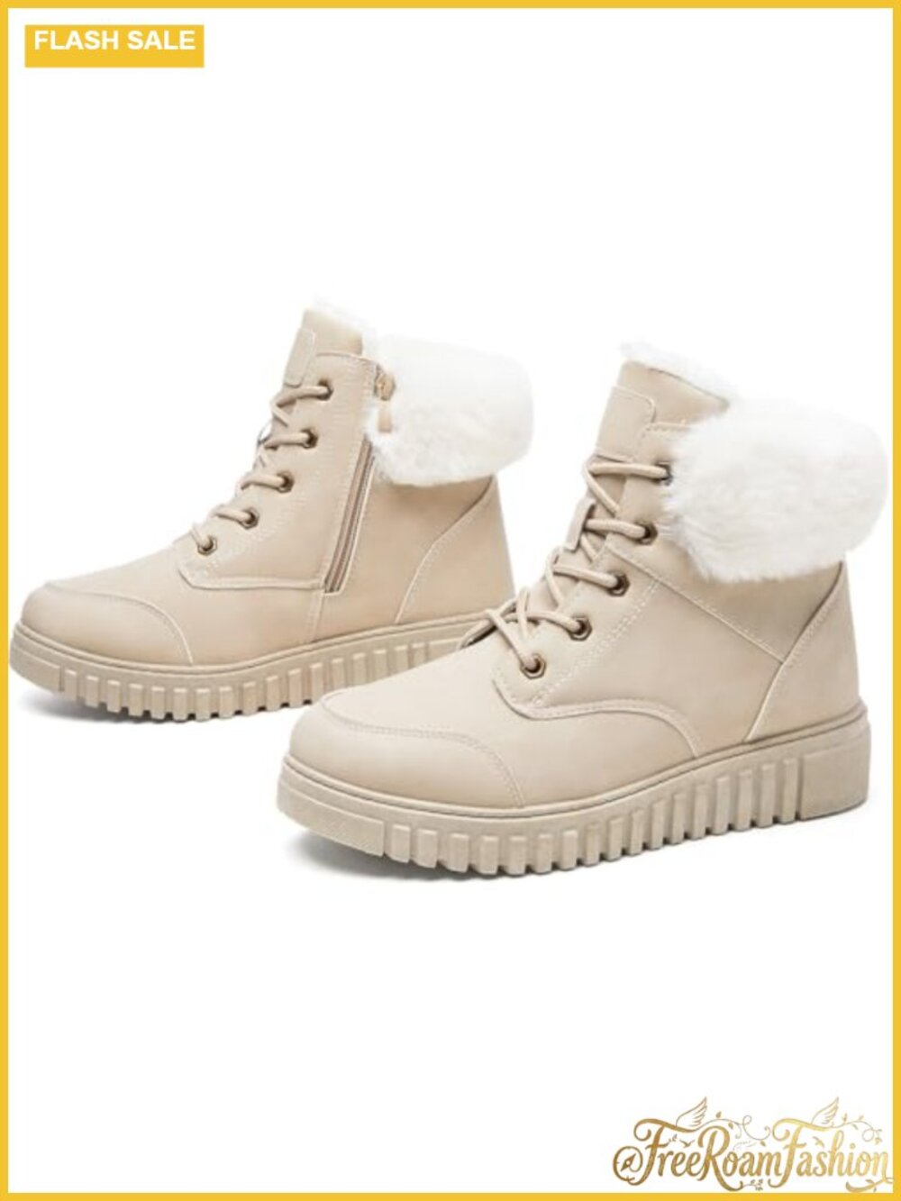 Women's Waterproof Ankle Booties Faux Leather Side Zipper Snow Boots